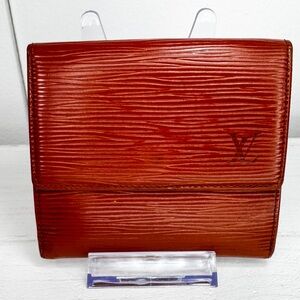 Louis Vuitton Epi Leather Trifold Wallet Orange Red Vintage Made in France